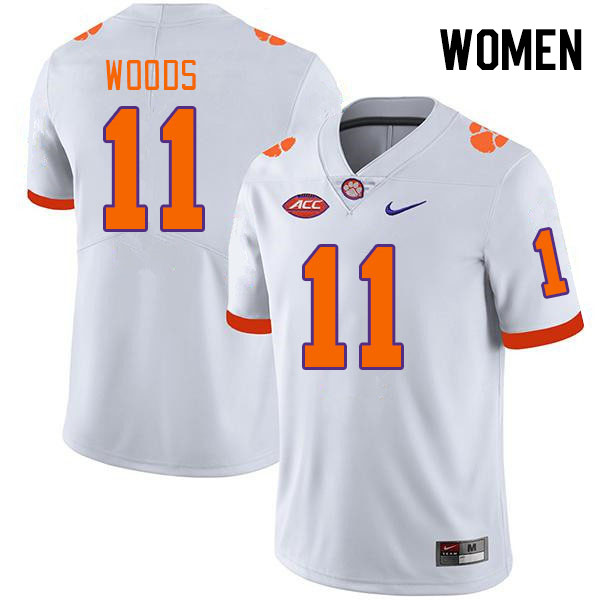 Women's Clemson Tigers Peter Woods #11 College White NCAA Authentic Football Stitched Jersey 23ST30FF